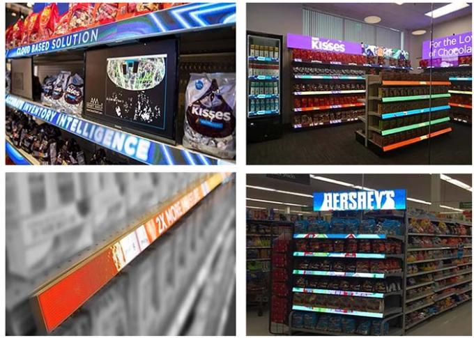 señalización gruesa de 16m m Streched Digital en el supermercado del estante que hace publicidad del LCD